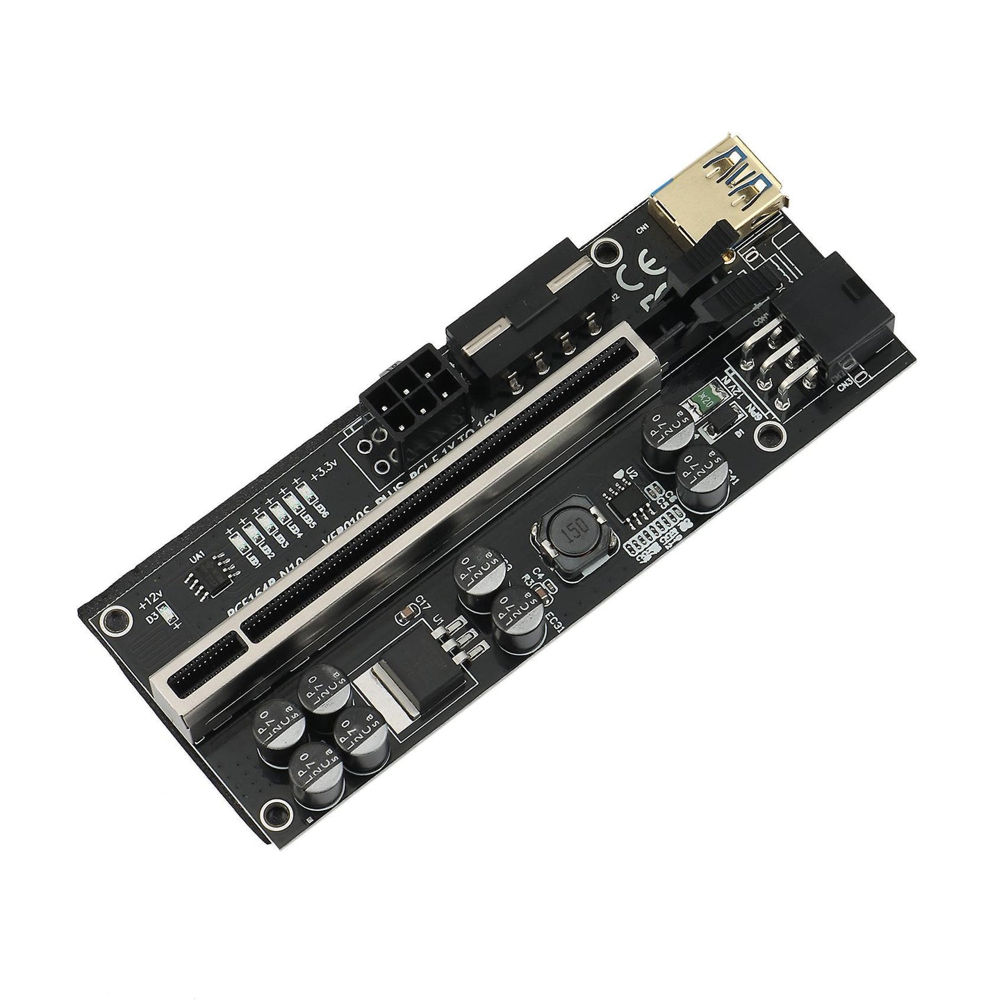 8x 16x Extender Pcie Riser Adapter Card Sata 6pin Power Black(1set)