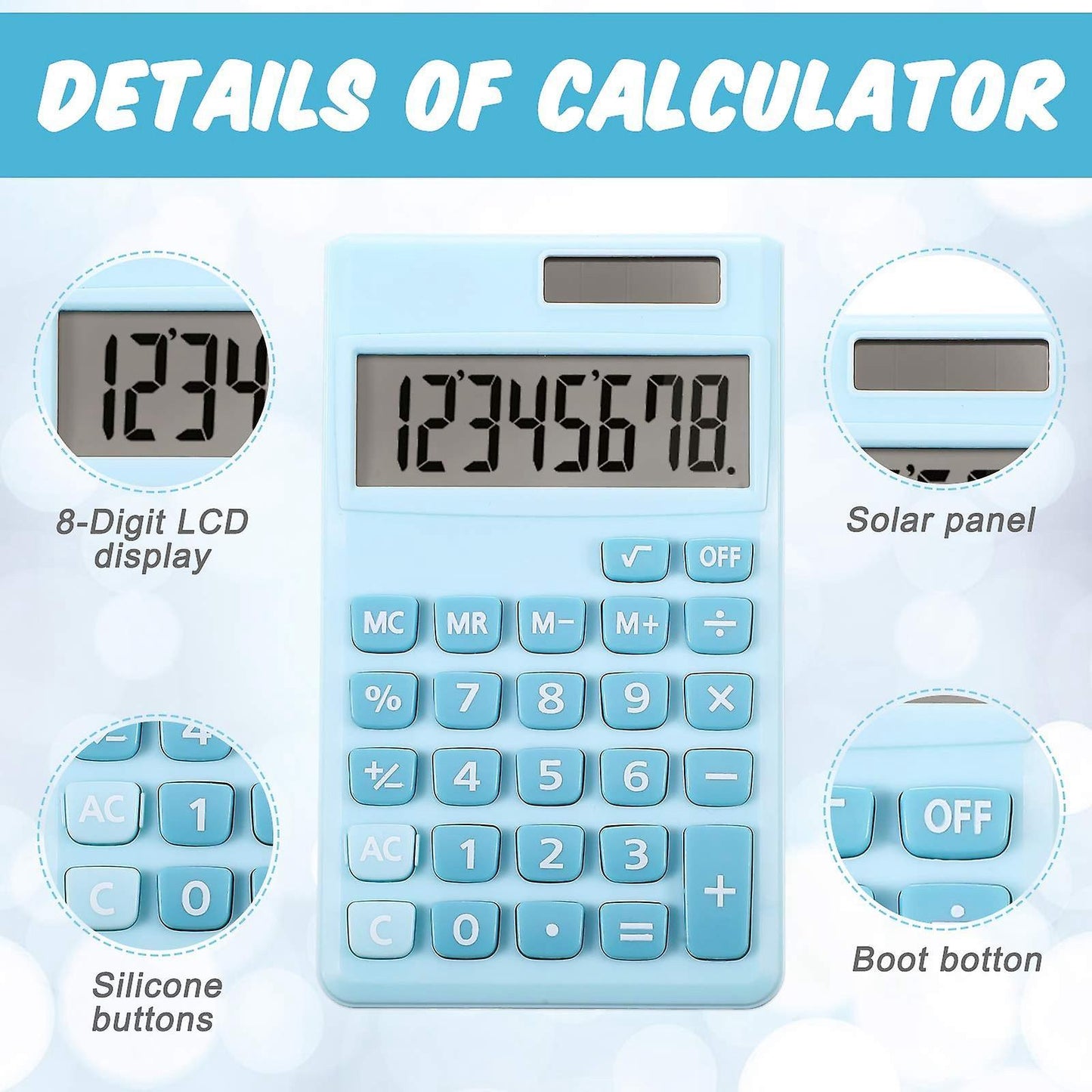 Calculators Mini Digital Desktop Calculator with 8-digit Lcd Display