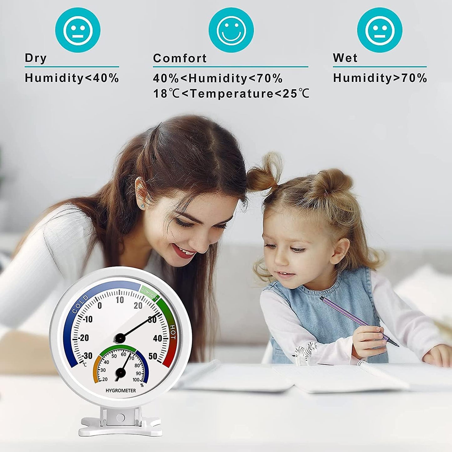 Hygrometer Thermometer Indoor Outdoor Moisture Thermometer 3inch