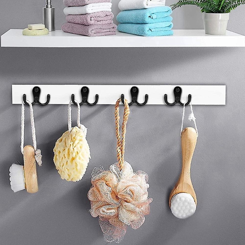 Dual Coat Hooks Wall Mounted for Bathroom Bedroom Door Wall (black)