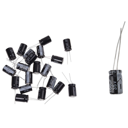 100 Pcs 100uf 35v 6x12mm Aluminum Electrolytic Capacitors