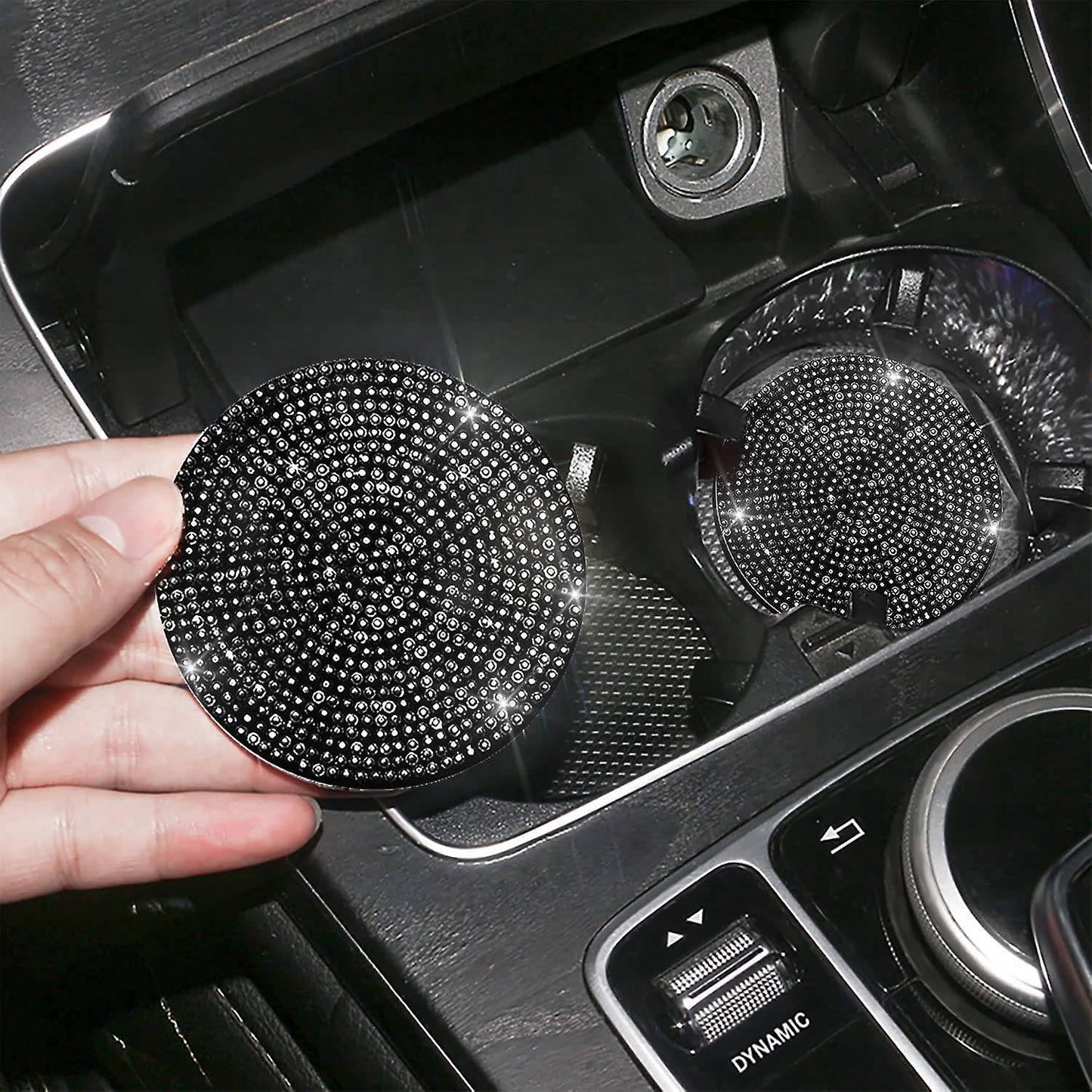 Car Cup Holder Coaster, Universal Vehicle Coasters Insert (black)