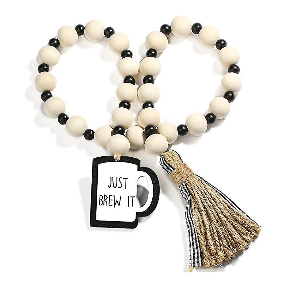 Wooden Bead Garland with Tassels, Farmhouse Tiered Trays to Decorate