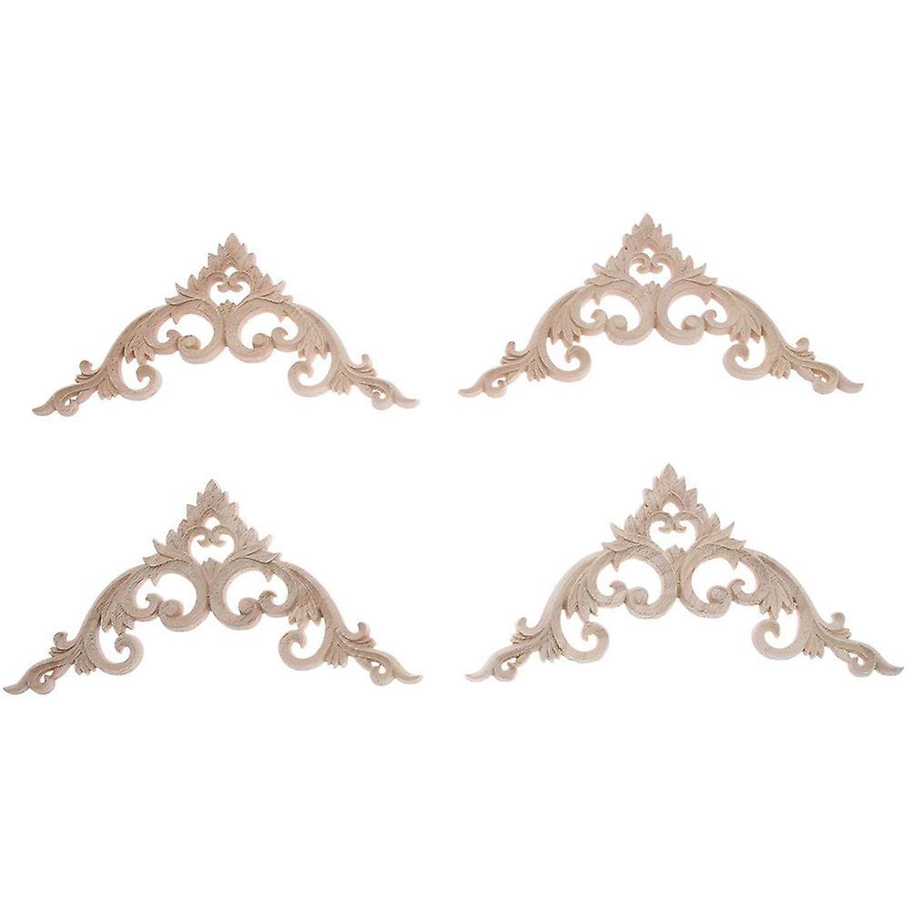 4pcs/set Wood Carved Corner Onlay Applique for Home Decoration 15cm