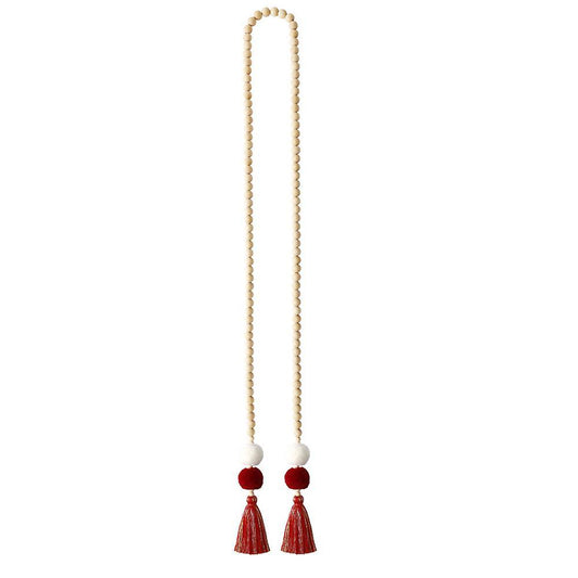 Bohemian Hair Ball Tassel Curtain Ornaments Home Decoration (red)