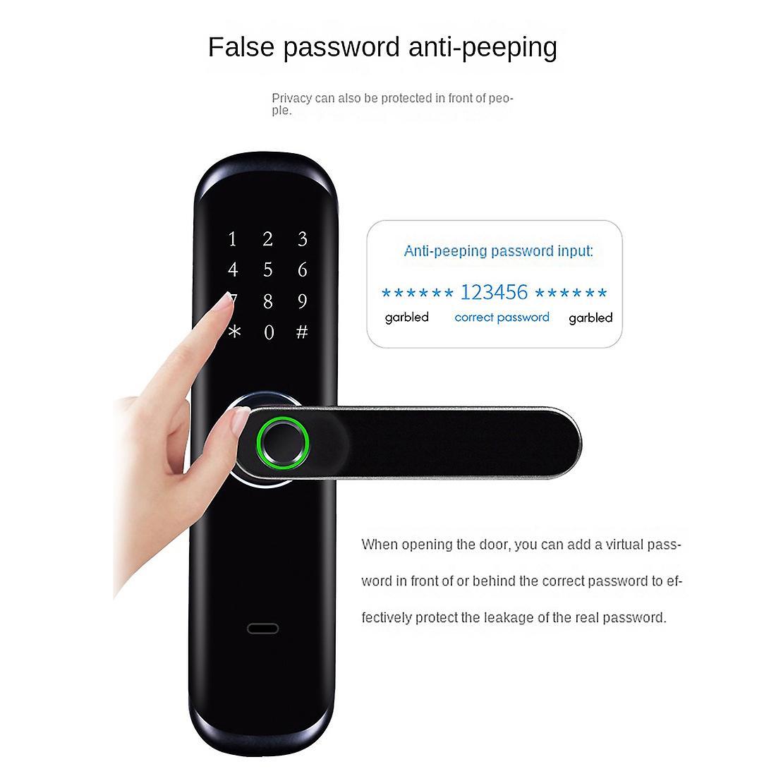 Tuya App Wifi Mobile Phone Remote Password Smart Door Lock Black