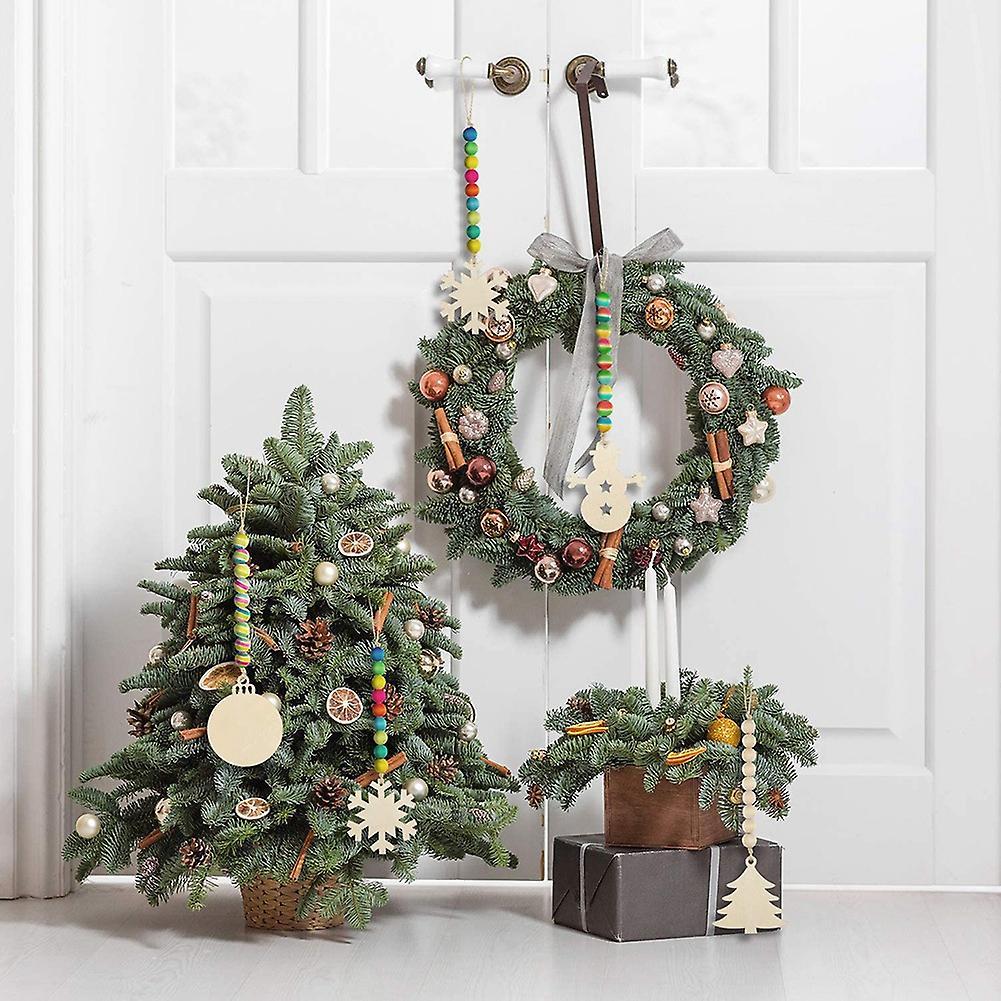 8 Pieces Christmas Tree Hanging Decor Wooden Bead for Party Decor