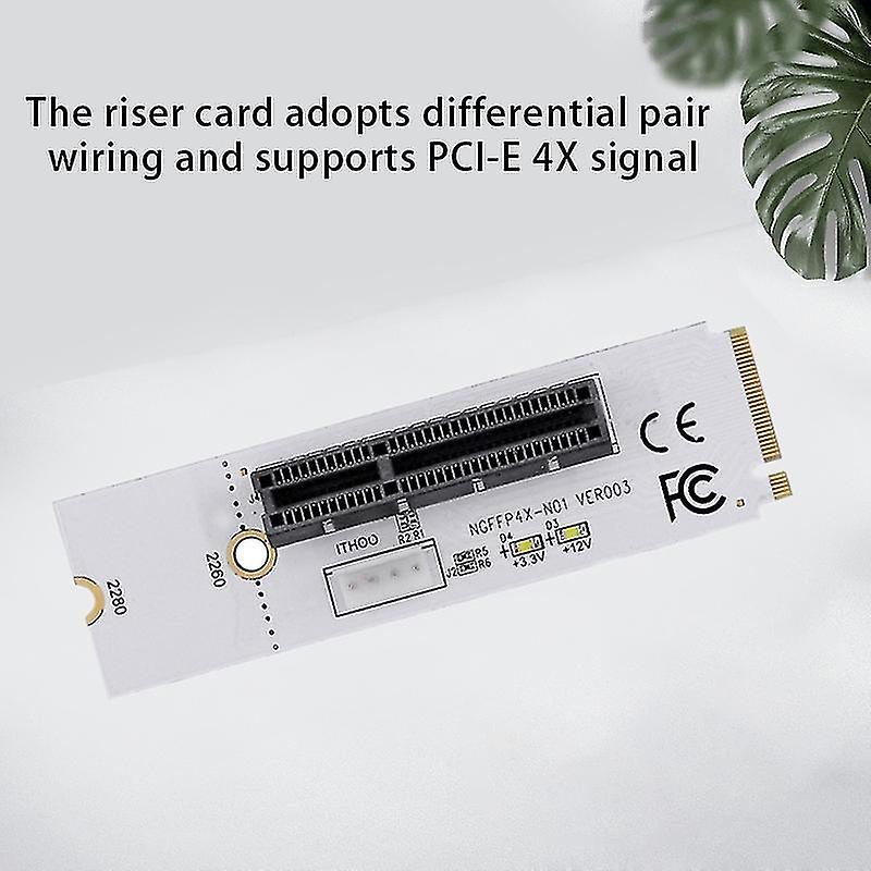 M.2 Key 1x 4x Adapter with Light Adapter Card with 4 Pin Power Cord