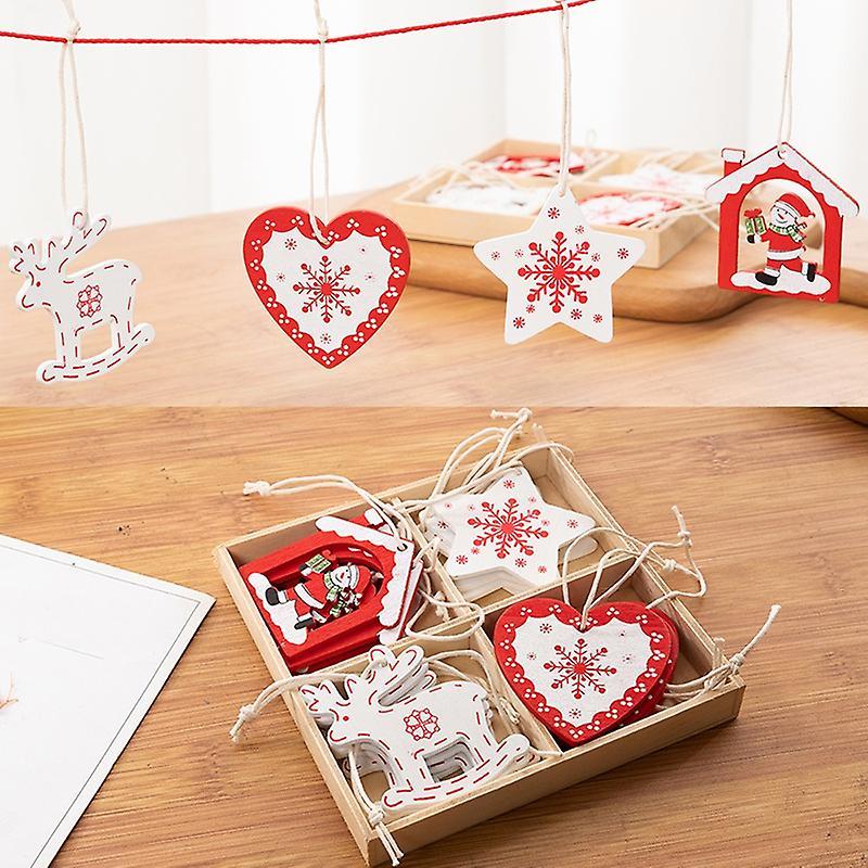 16pcs Wooden Christmas Tree Toys Articles for Hanging Ornaments