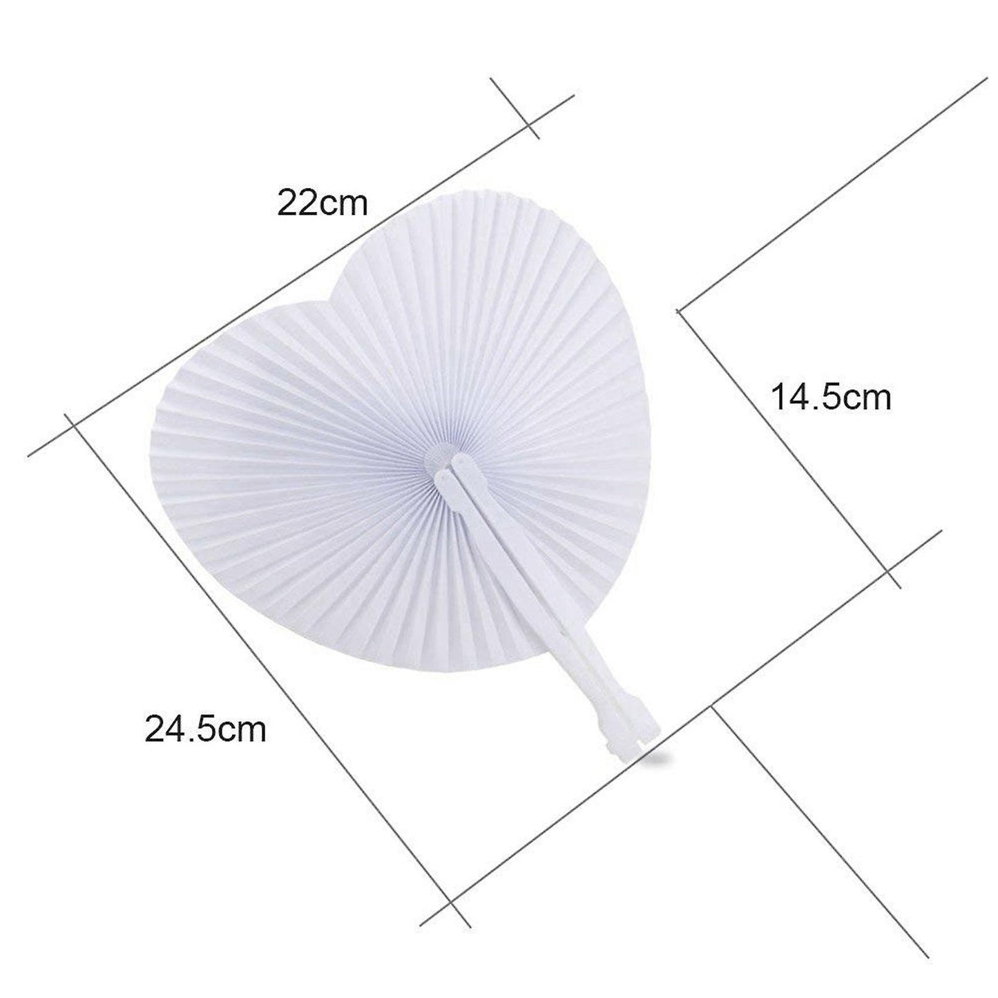 60pcs Eventail Blanc Papier Rond Coeur Decoration Mariage Fete Cadeau