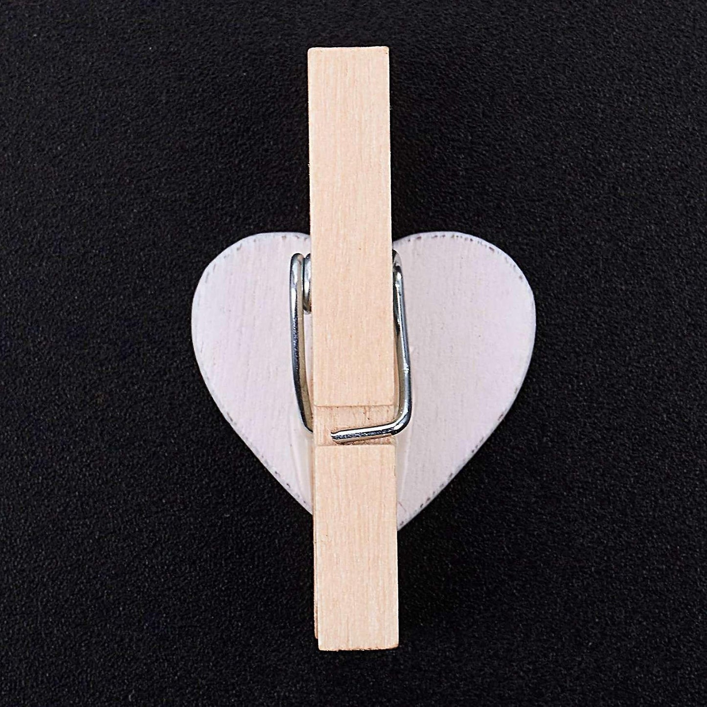 Small Mini Wooden Clothes Pegs / Decorative Pegs with Hearts , White