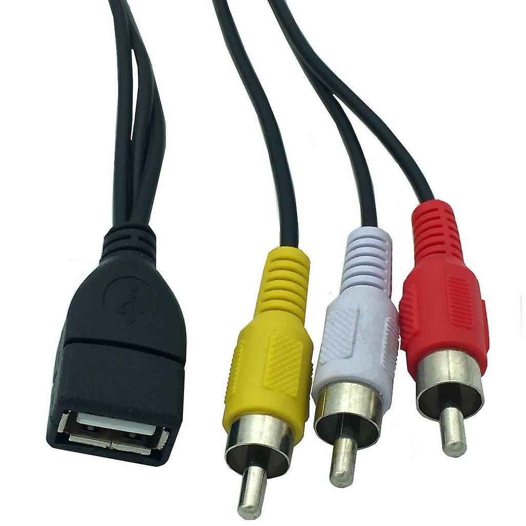 1.5m Usb A Female to 3 Rca Phono Av Cable Aux Audio Video Adapter