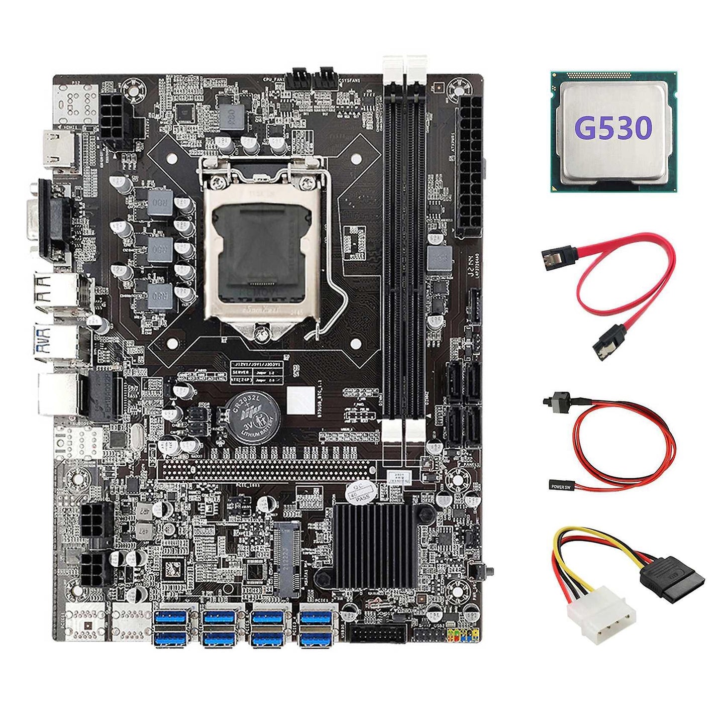 B75 Eth Mining Motherboard 8xpcie to Usb+g530 Cpu Lga1155 Motherboard