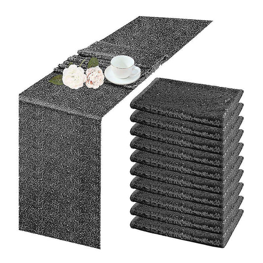 10 Pcs Black Table Runner 12x108inch for Holiday Decor