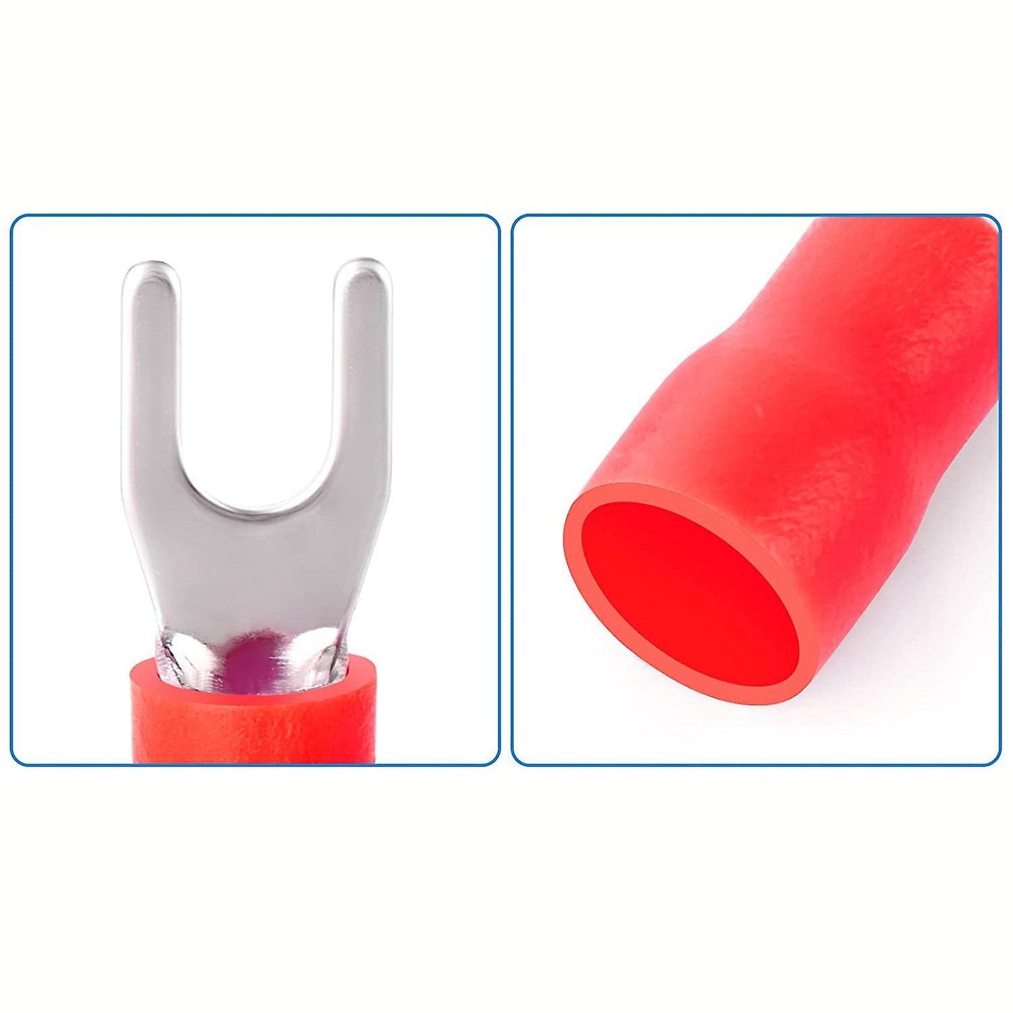 300 Pcs Red 22-16 Awg Insulated Fork Spade U-type Wire Connectors