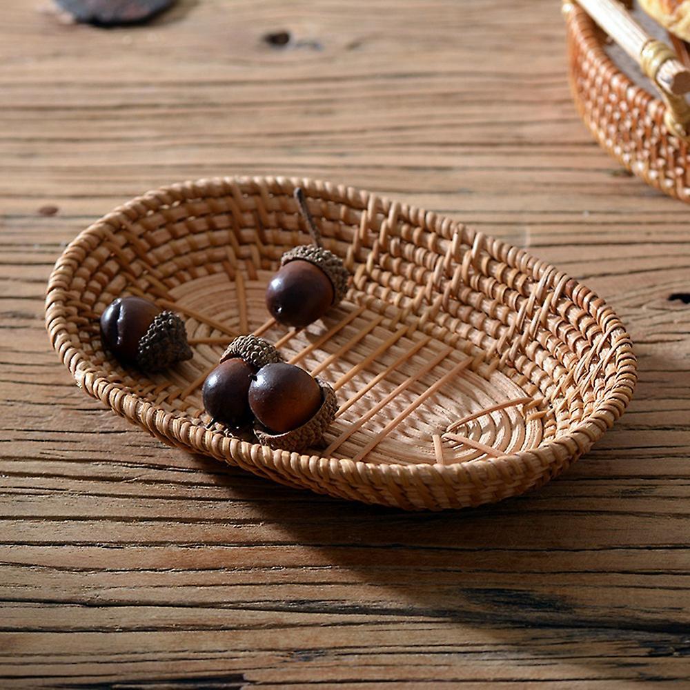 Woven Storage Basket Rattan Bread Basket for Home Desk Snack Sundries