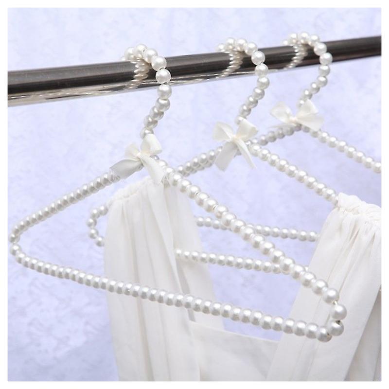Faux Pearl Bow Clothes Hangers Hook for Children Kids Bowknot White