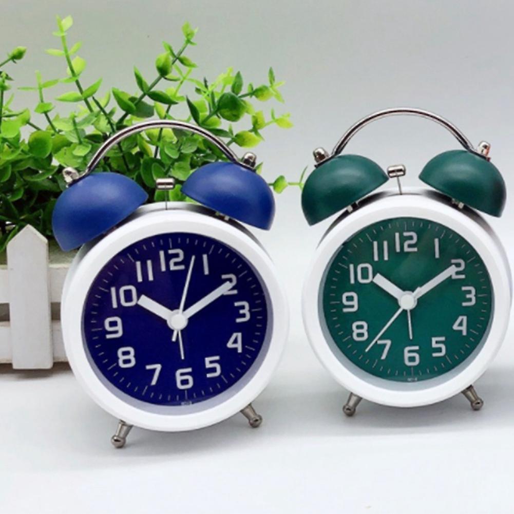 Style Alarm Clock with Twin Bell Bedside Desk and Shelf Clock Green