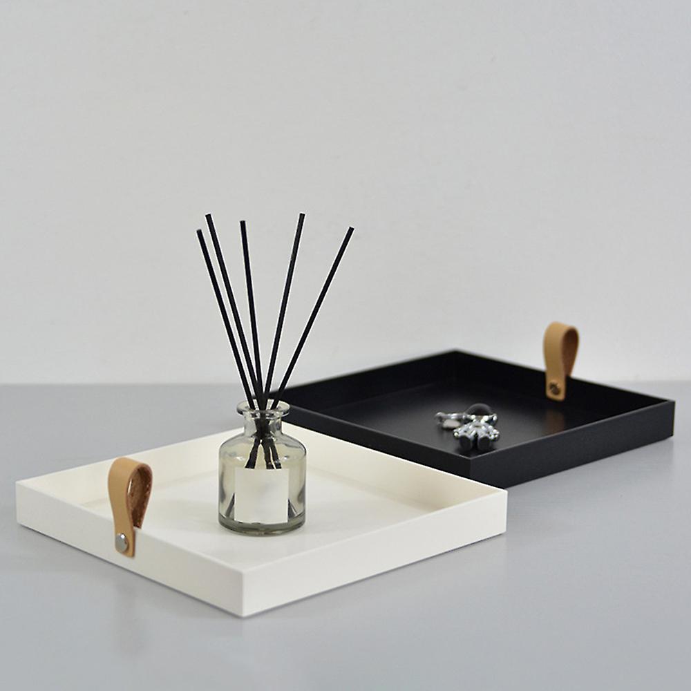 Creative Square Pu Leather Serving Tray Decorative Dish (white)