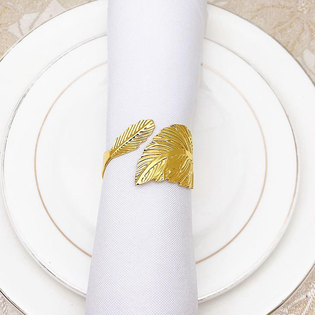 Napkin Rings Set Of 6, Metal Napkin Rings for Holiday Party Gold