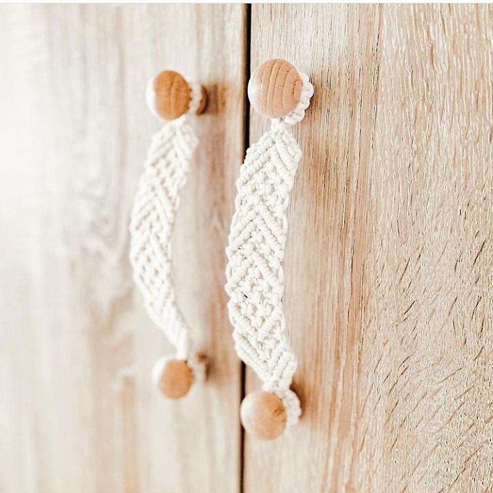 Bohemian Hand-woven Door Handle Drawer Wardrobe Handle Beech Wood