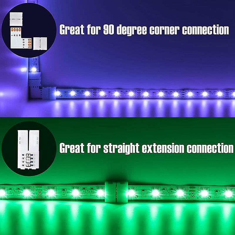 L Shape 4-pin Led Connectors 10pack 10mm Wide Solderless Connector