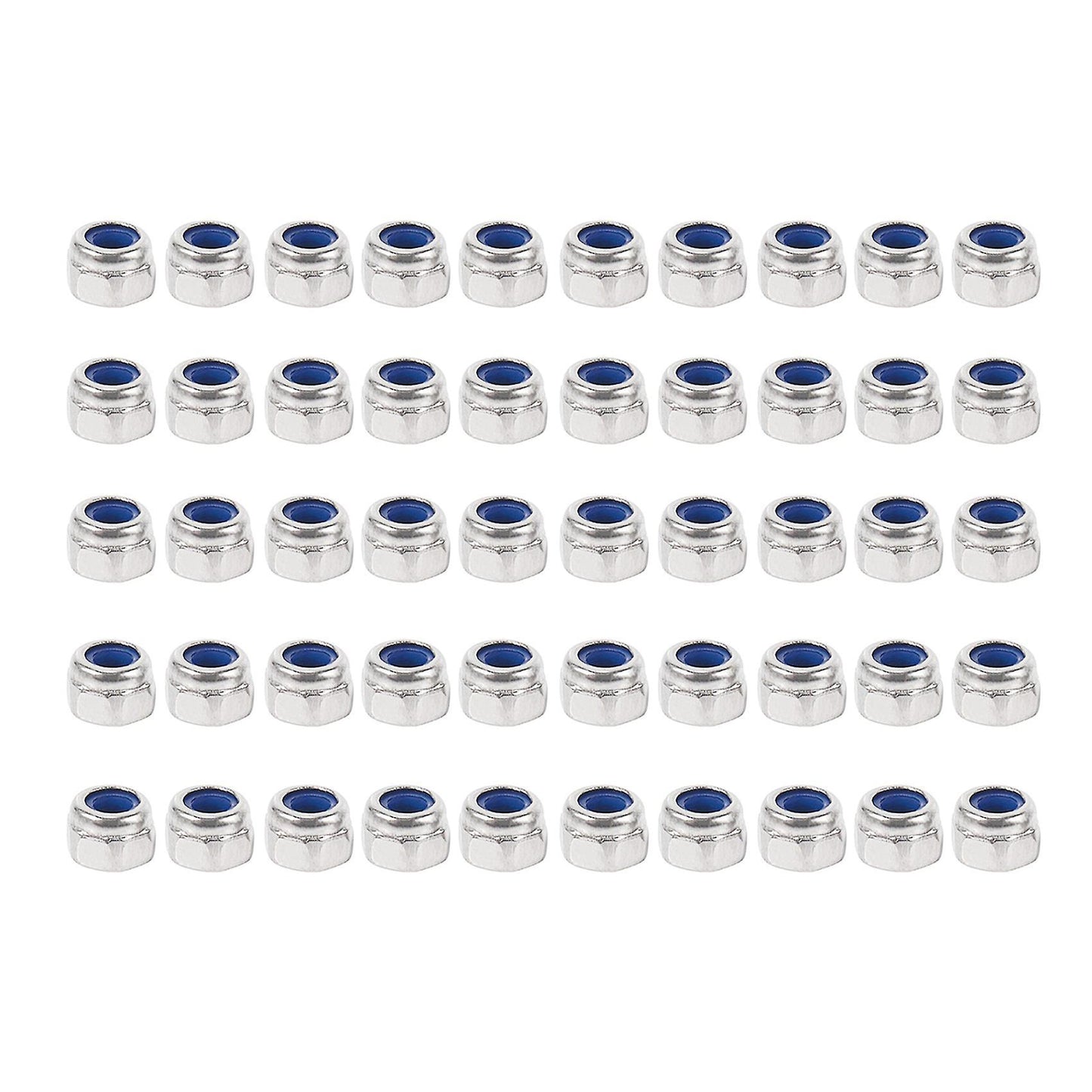 M3 X 0.5mm 304 Stainless Steel Nylock Nylon Insert Hex Lock Nuts 50x