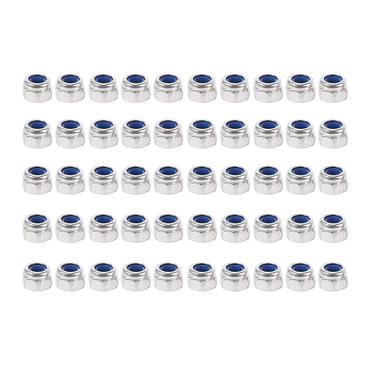 M3 X 0.5mm 304 Stainless Steel Nylock Nylon Insert Hex Lock Nuts 50x