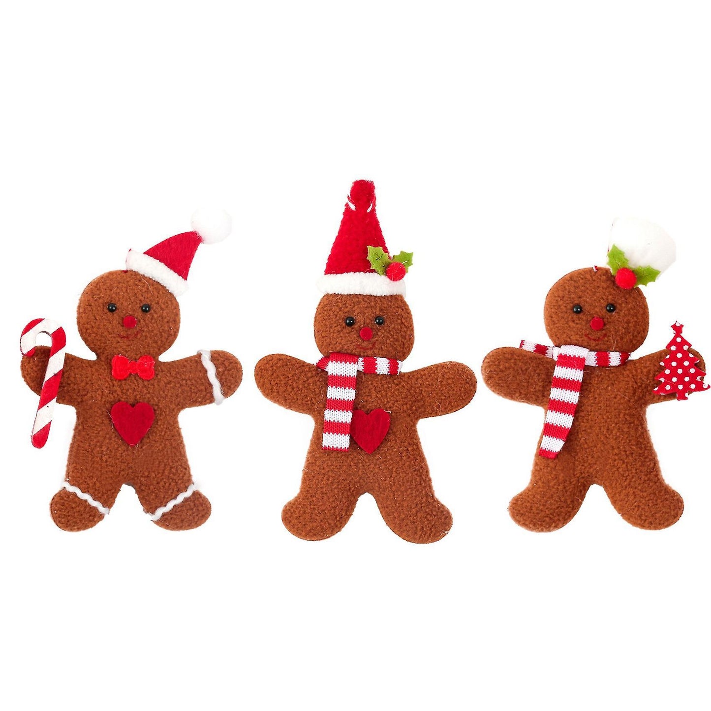 3 Pcs Christmas Ornaments Plush Gingerbread Man for Home Toys A