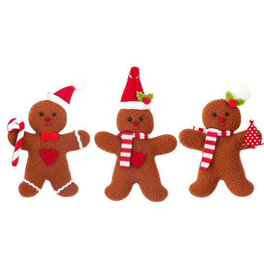 3 Pcs Christmas Ornaments Plush Gingerbread Man for Home Toys A