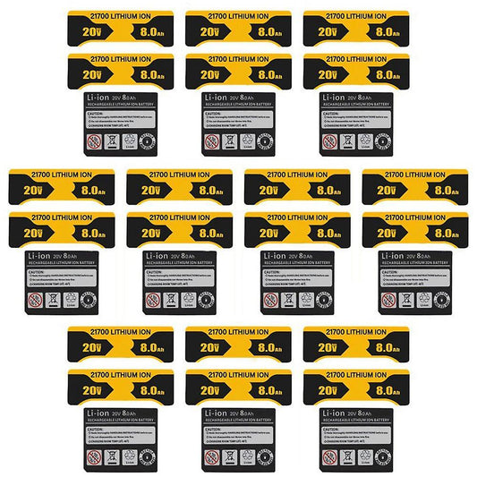 10 Pieces 10 X 21700 Li-ion Battery 8.0ah Sticker for Dewalt Battery