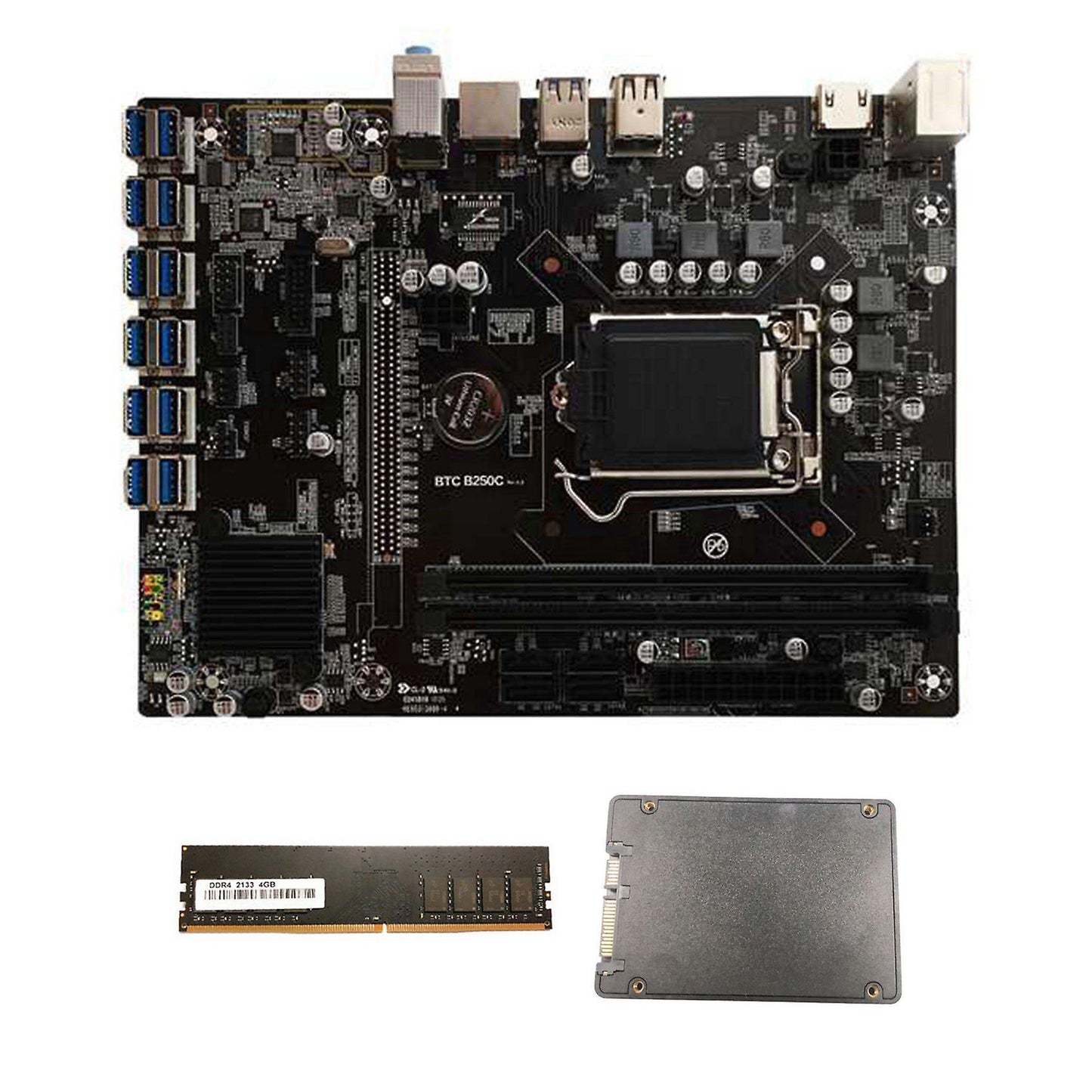 B250c Btc Mining Motherboard with 120g Ssd+ddr4 4gb 2133mhz Ram