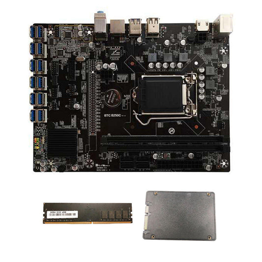 B250c Btc Mining Motherboard with 120g Ssd+ddr4 4gb 2133mhz Ram