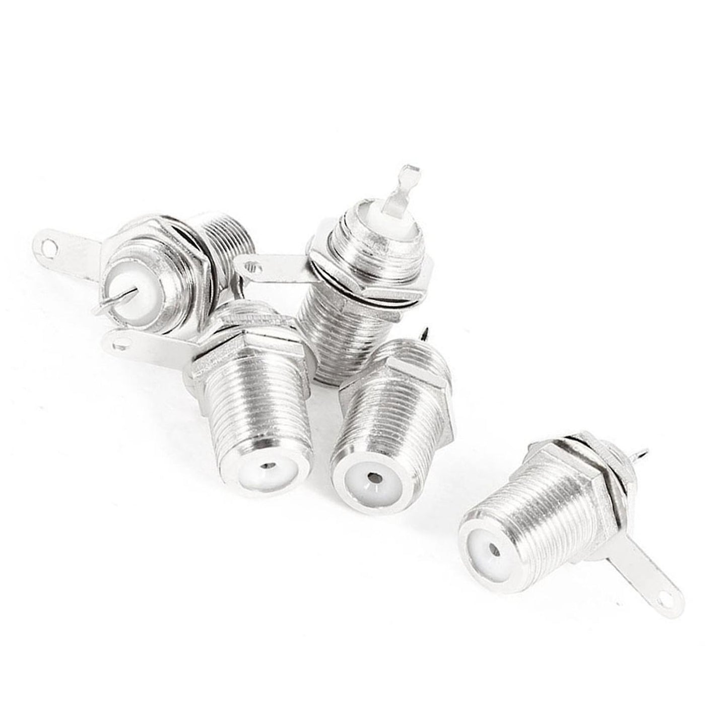 5 Pcs F Type Panel Mounted Socket Female Solder Connector Adapter