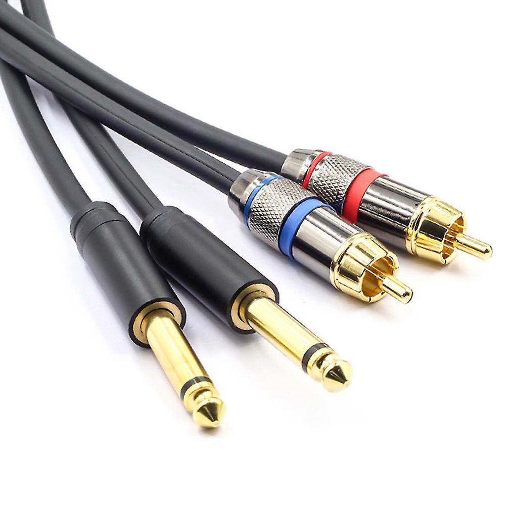 Dual 6.5mm to Rca 2 to 2 Audio Line Microphone Amplifier Mixer