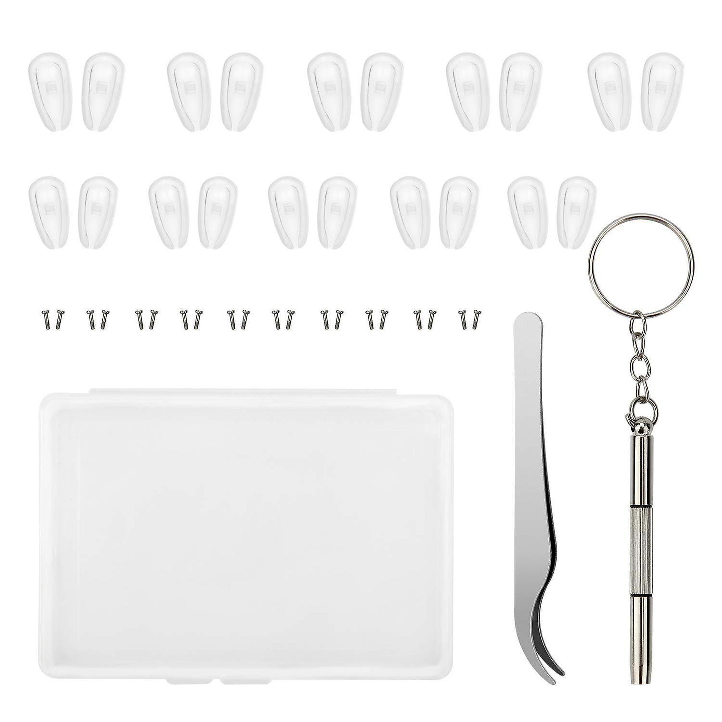 10 Pairs Nose Pads, Eyeglass Repair Kit, Screws and Mini Screwdriver