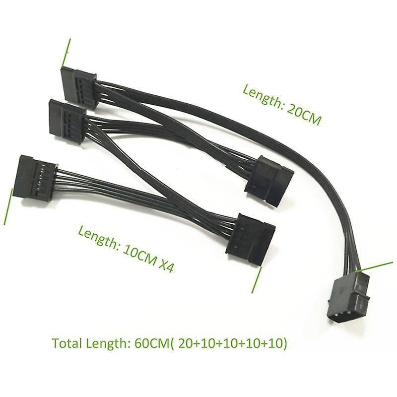 4pin Ide 1 to 5 Sata 15pin Hard Drive Cable for Diy Pc Sever 18awg