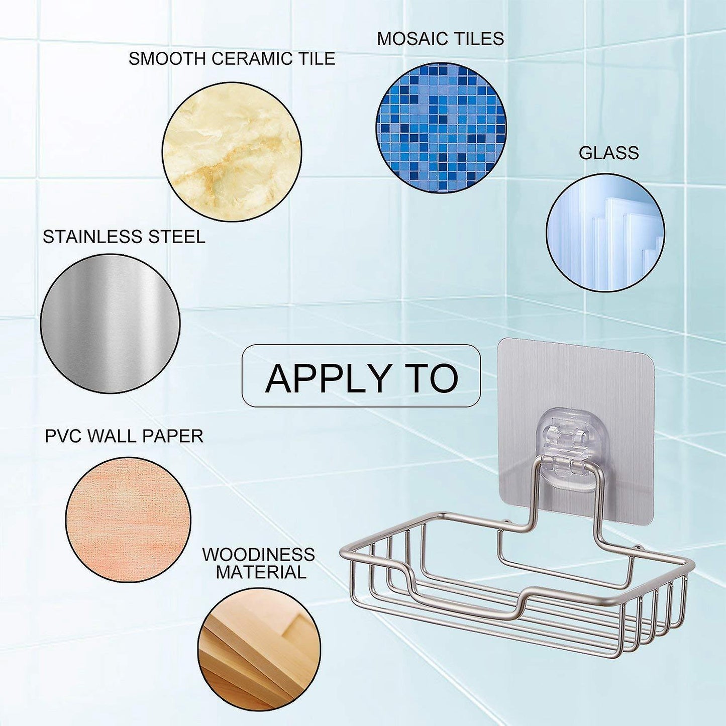Wall Mounted Self Adhesive Holder - Stainless Steel (opaque Base)