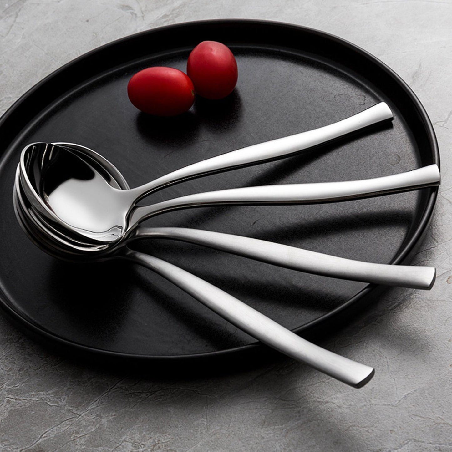 Stainless Steel Roundhead Dessert Spoon Long Handle Spoon Soup Bright
