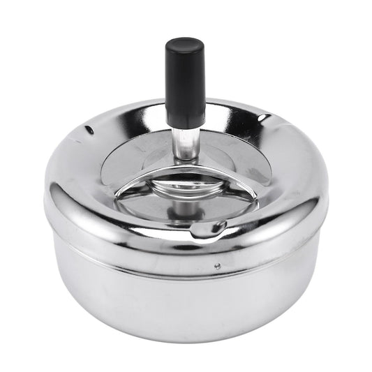 Round Spinning Ashtray Stainless Steel Housewares Spinning with Cover