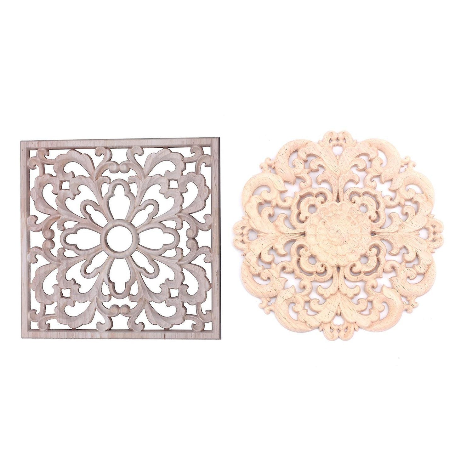 1x Rubber Wood Carved Onlay Applique Diy Decor #f:20x20cm