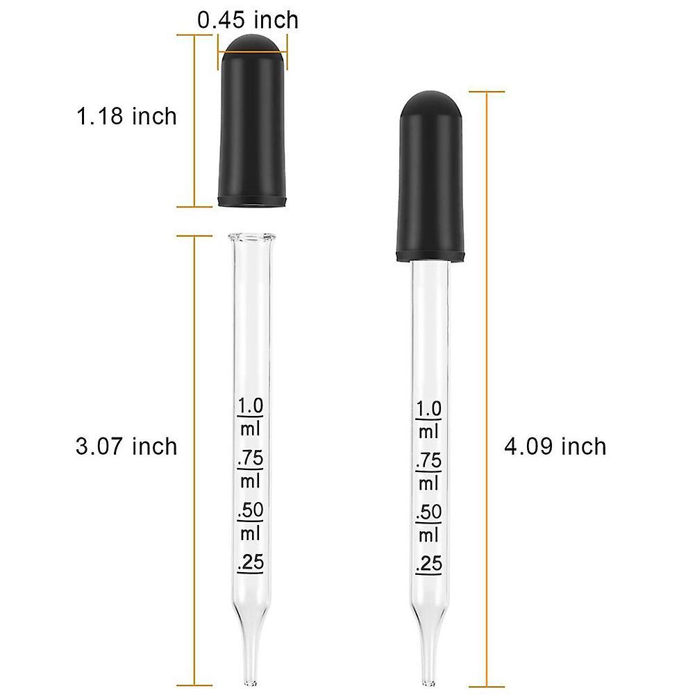 20pcs 1ml Glass Liquid Droppers, Eye Dropper Pipettes with Black