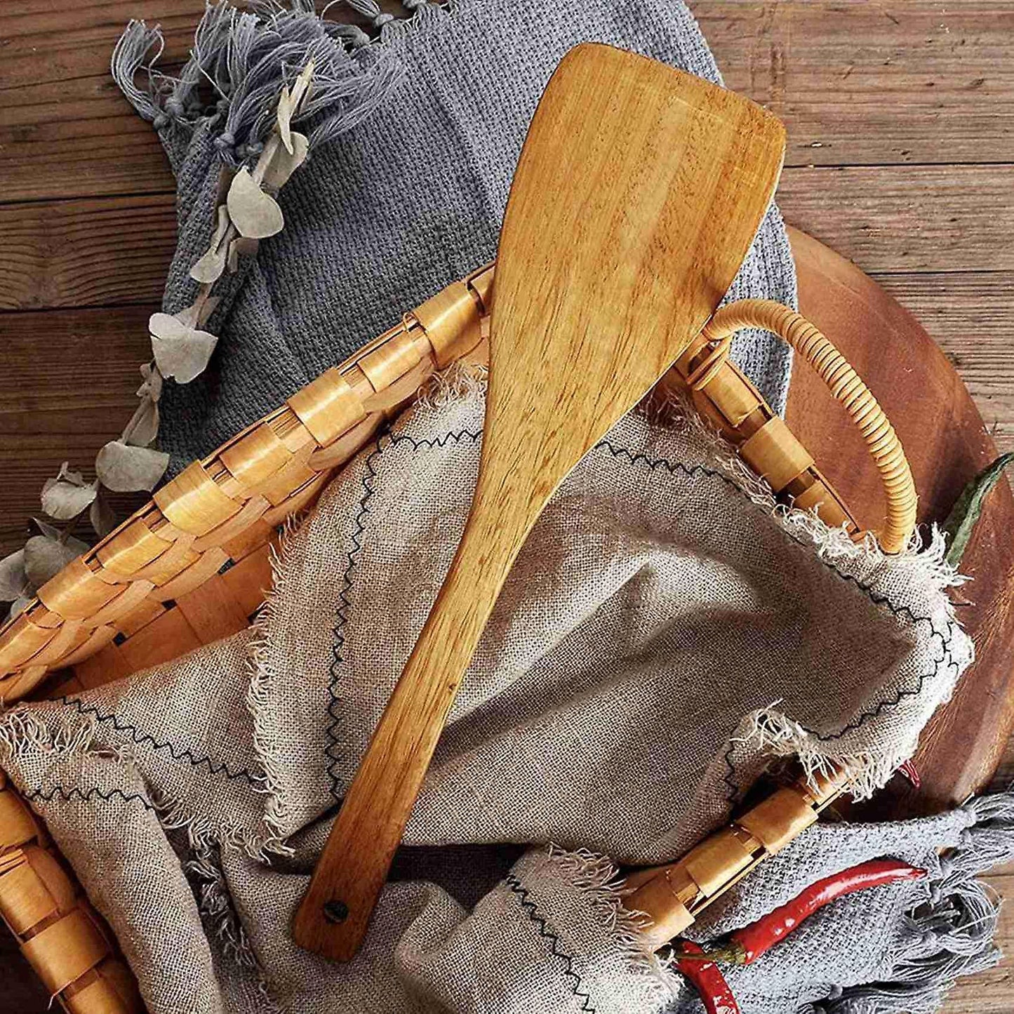 2x Wooden Spatula. for Kitchen Cookware Frying Spatula
