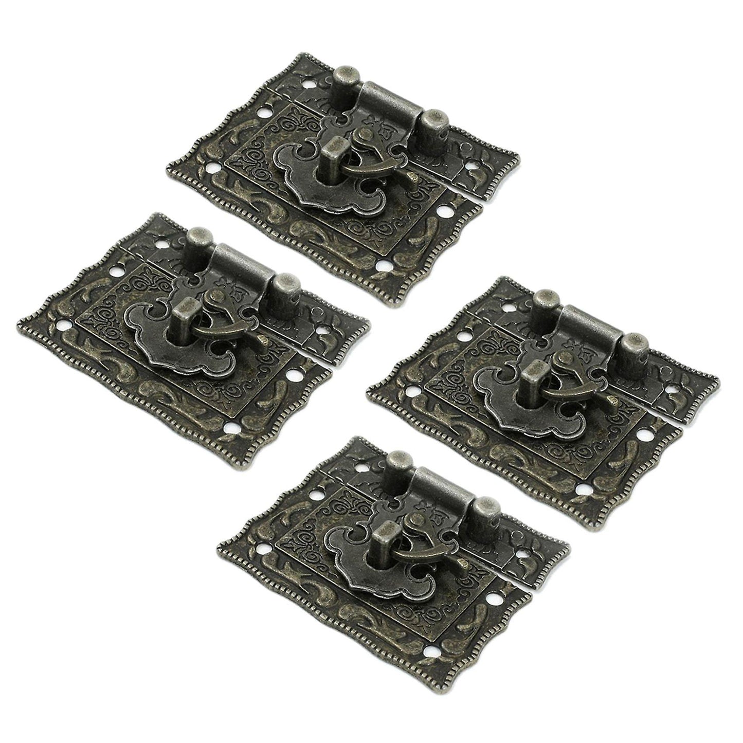 2 Pcs Antique Style Hardware Bronze Tone Metal Rectangle Latch
