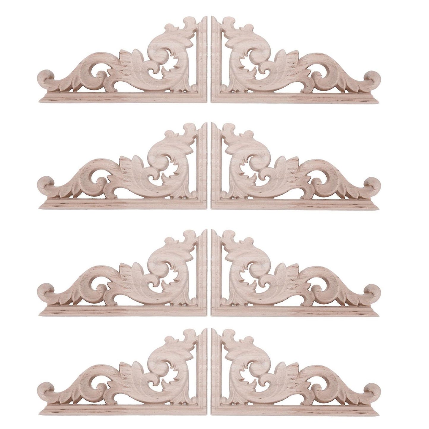 8pcs Left+right Wooden Corner Onlay Furniture Wall Frame Applique