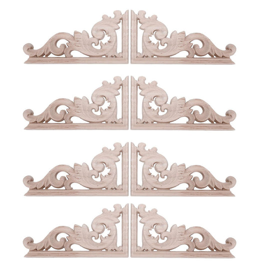 8pcs Left+right Wooden Corner Onlay Furniture Wall Frame Applique