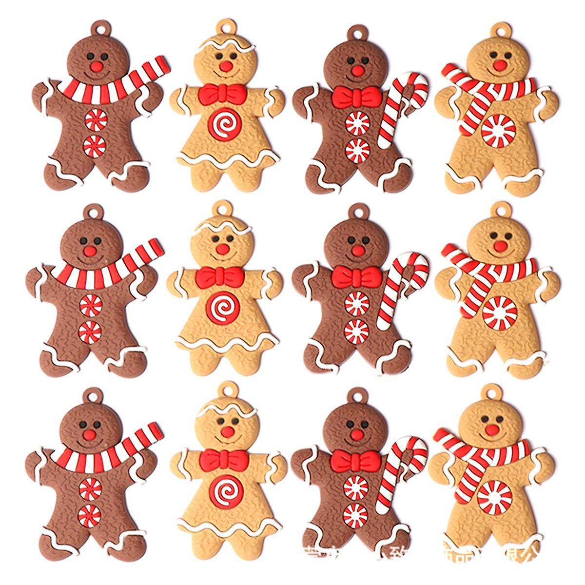 12pcs Gingerbread Man Christmas Tree Ornaments Xmas Soft Room Decor B