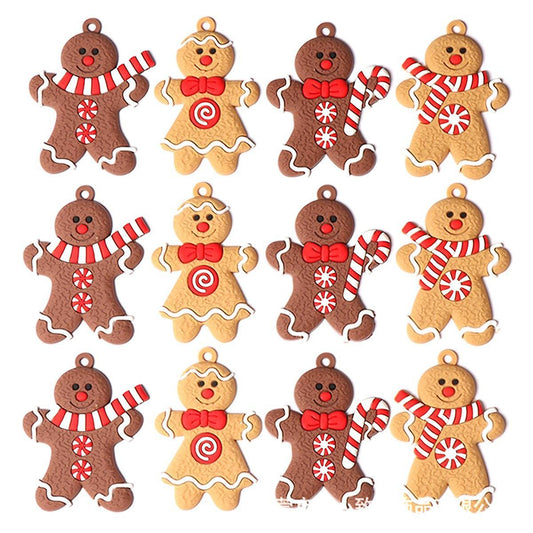 12pcs Gingerbread Man Christmas Tree Ornaments Xmas Soft Room Decor B
