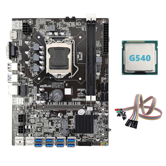 B75 Eth Mining Motherboard 8xpcie to Usb+g540 Cpu with Light Lga1155