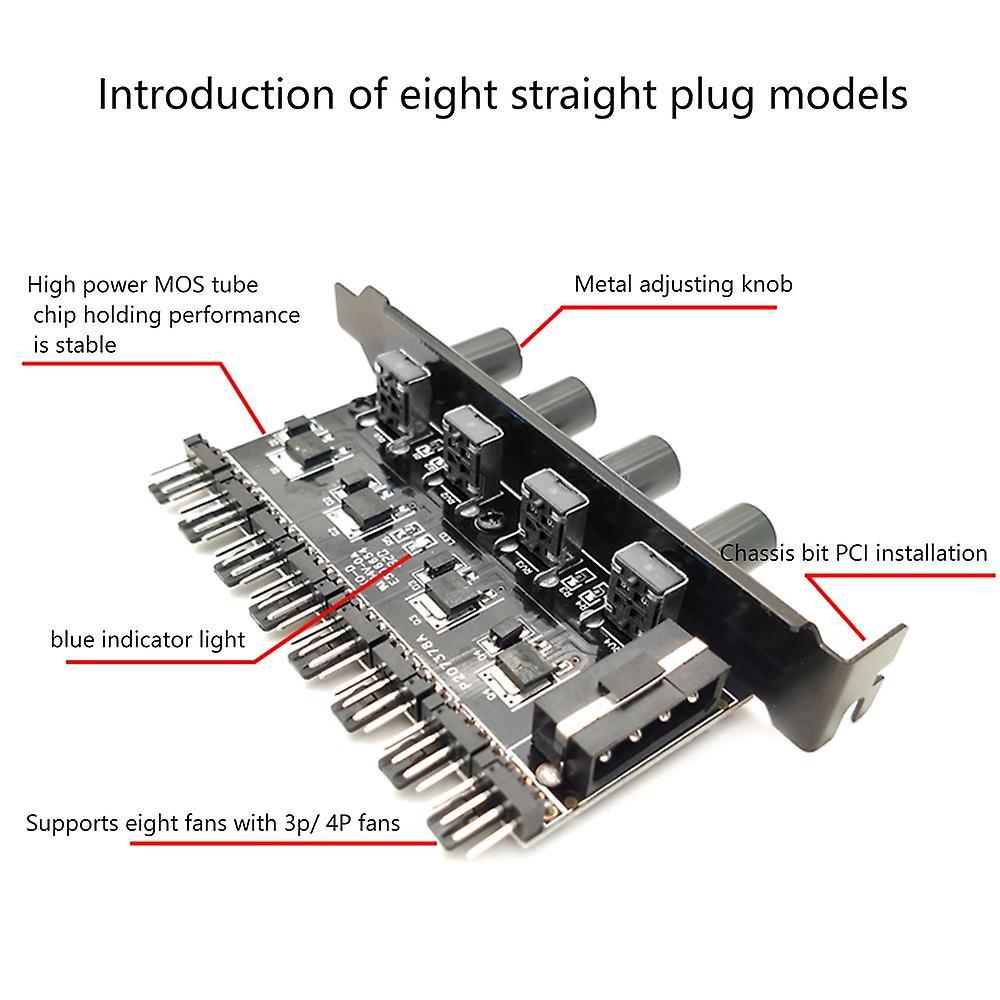Computer Case Fan 3pin/4pin Speed Controller Four-knob Sata Version